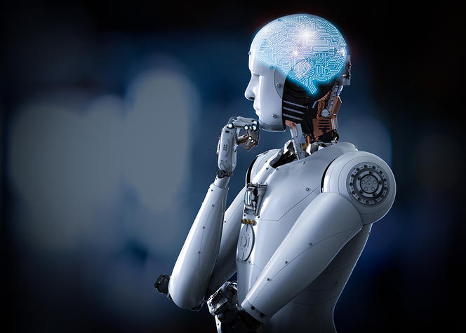 Parlez à Un Robot De Génération Ai Qui Parle Entre Un Humain Et Un Robot Ai