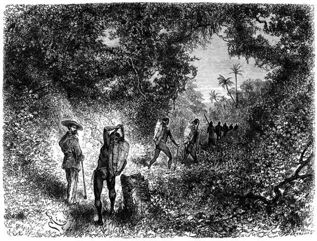 The Amerindians of the interfluvial regions were not necessarily good mariners, but they were excellent hikers, covering great distances through their forests on foot.  Crevaux 1877-1879