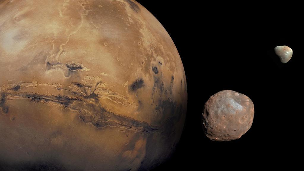 Mars, and Phobos and Deimos 