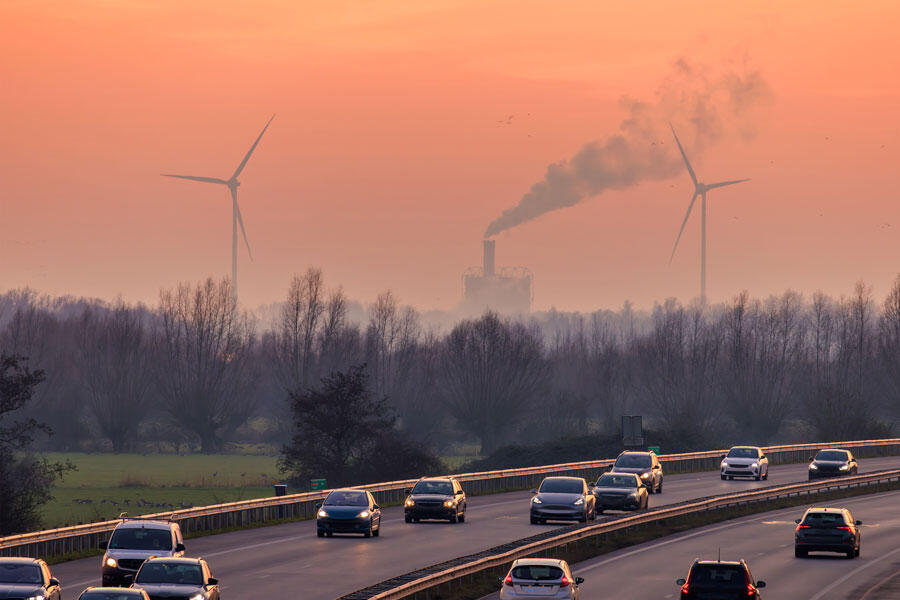 Rush hour traffic on the A348 highway in The Netherlands