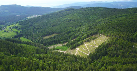 Aerial view of an environmental observatory