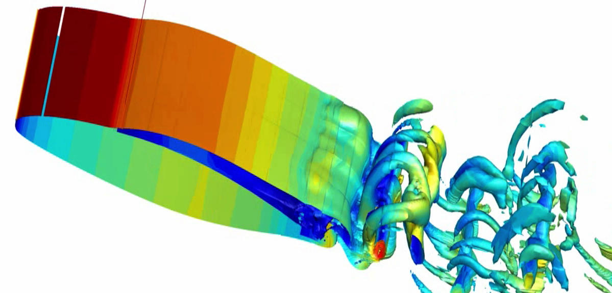 Airflow simulation on an aircraft wing